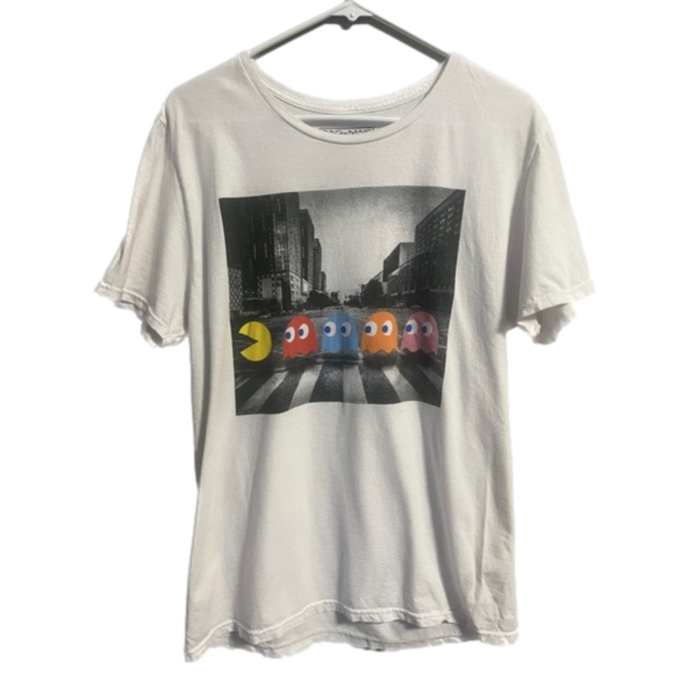 C-Life Group PAC-man short sleeve white 100% cotton shirt men’s medium